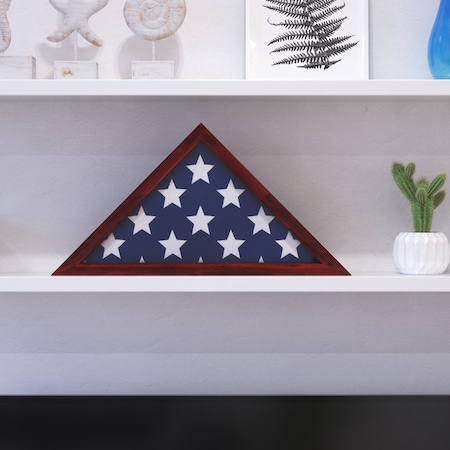 Flash Furniture Mahogany Display Case for 9.5 x 5 Veteran Flag HFMHD-GDIS-CRE8-254315-GG